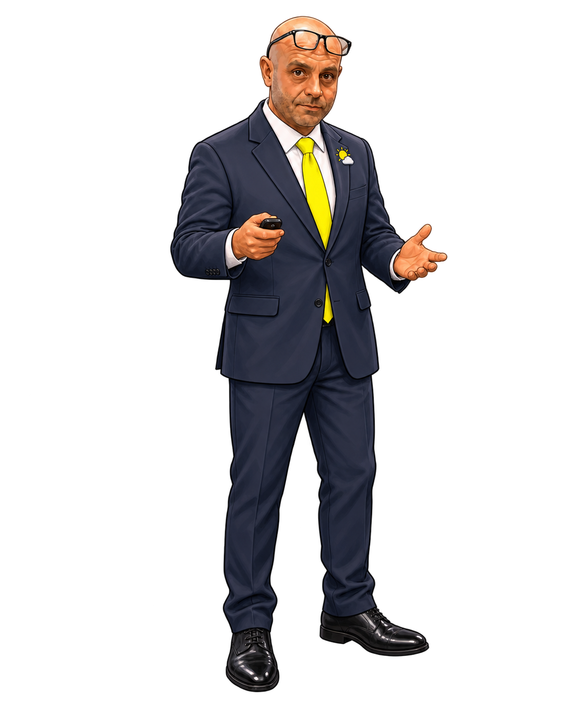 Scotty, the Frenchys Flooring mascot, dressed as a weather presenter