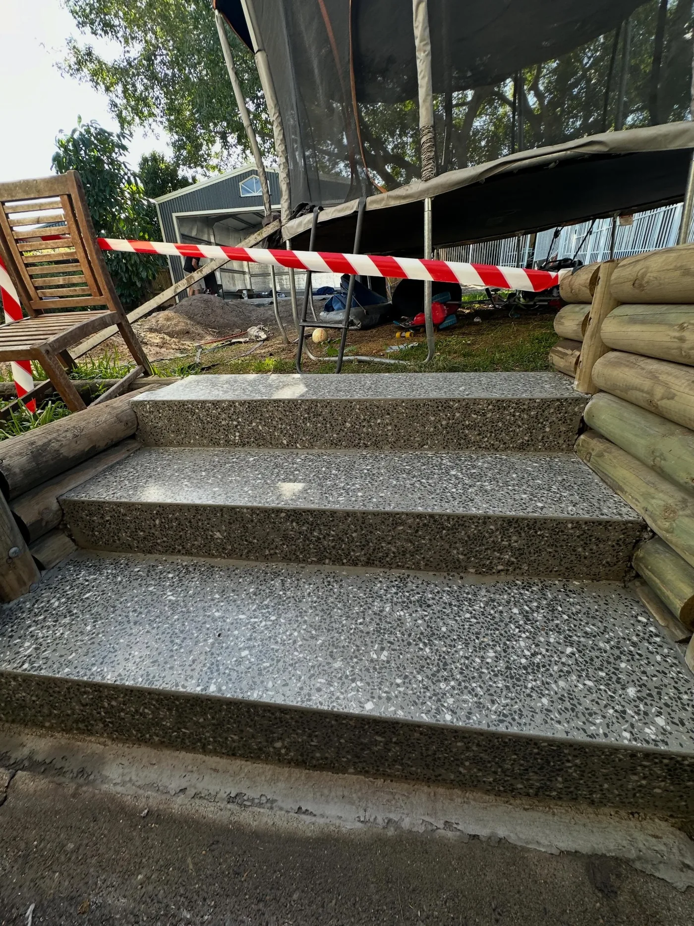 Detailed speckled finish across concrete steps