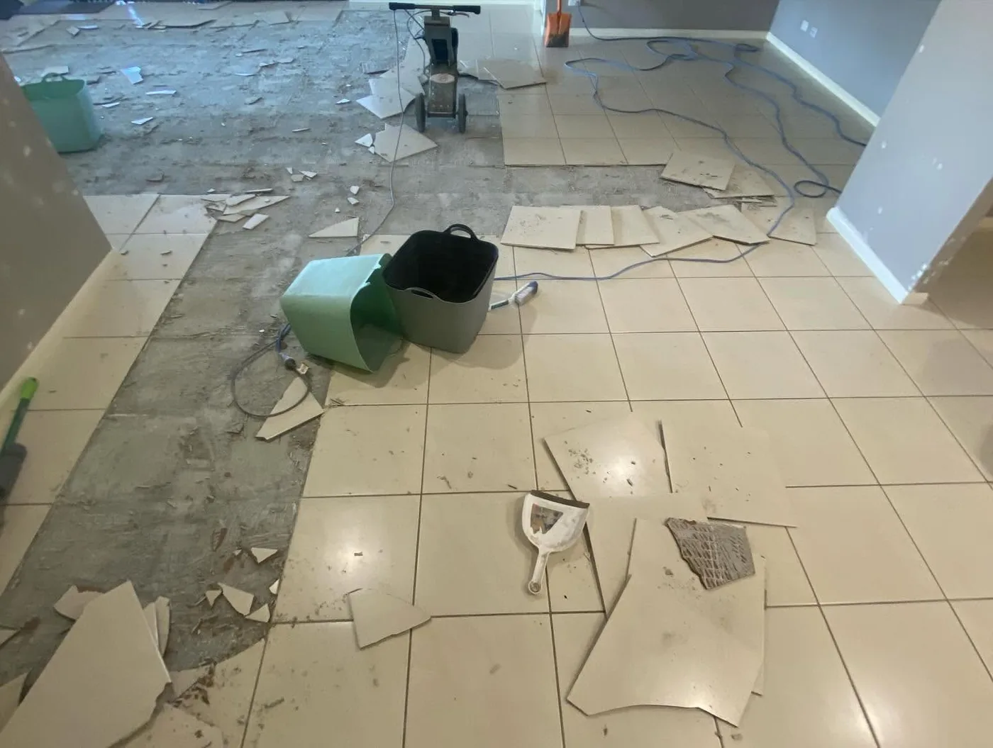 Floor preparation during tile removal